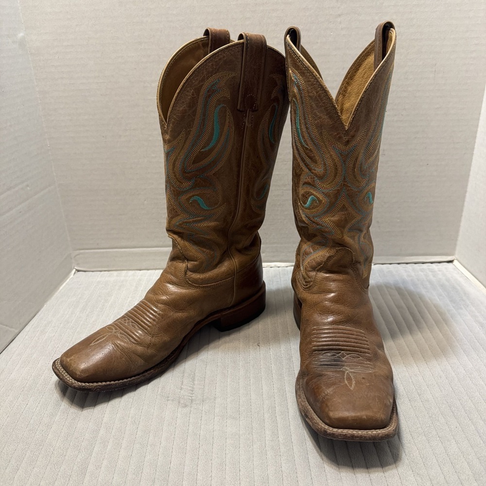 Nocona Womens 9.5 B Brown Leather Western Cowboy Boots‎ USA MADE Country